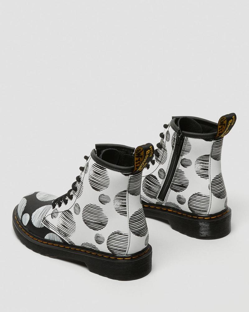 Kids' Dr Martens Junior 1460 Polka Dot Leather Lace Up Boots Black | AU 687WNB